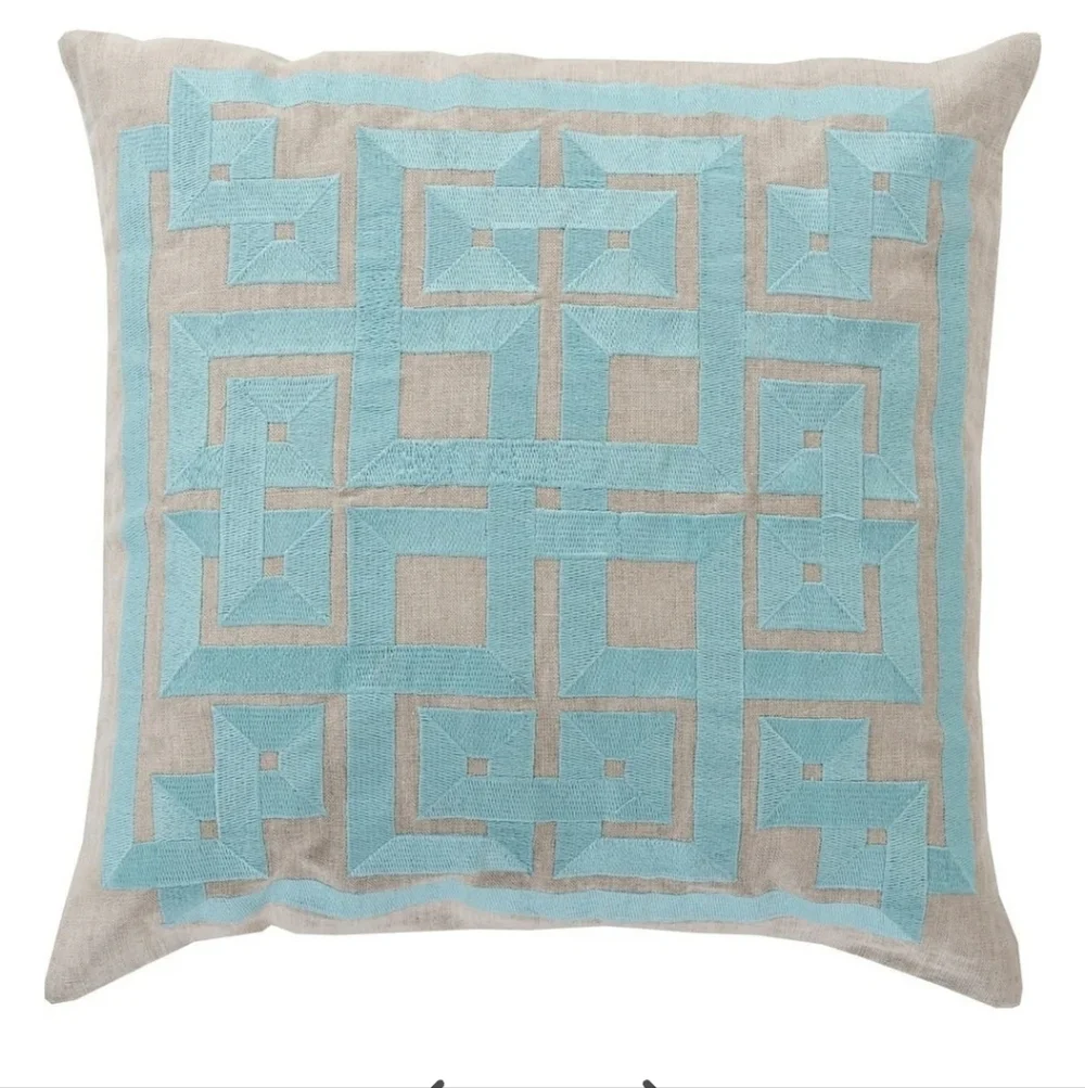 Set Of Two Greek Key Print Pillows 21x21